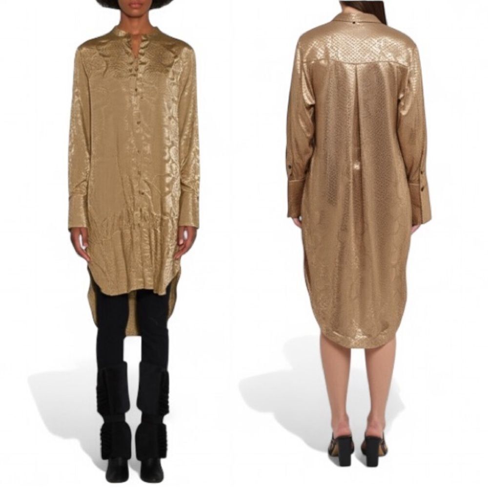 Adrienne Landau Onyx Satin Tunic Convertible Tunic Top Tan Snake Print - Picture 5 of 17